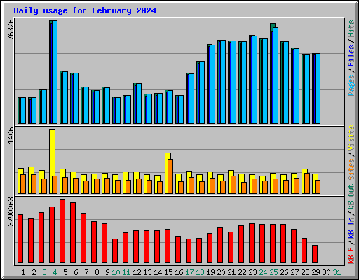 Daily usage for February 2024